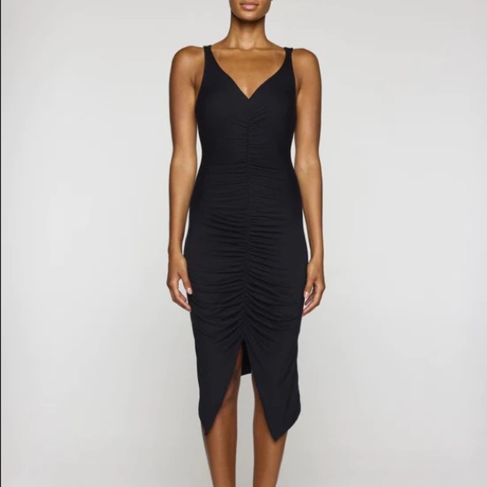 Bleusalt x Christian Siriano Paradise Ruched Bodycon Dress Black Size Small 1